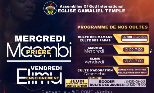 PROGRAMME DES CULTES HEBDOMADAIRES