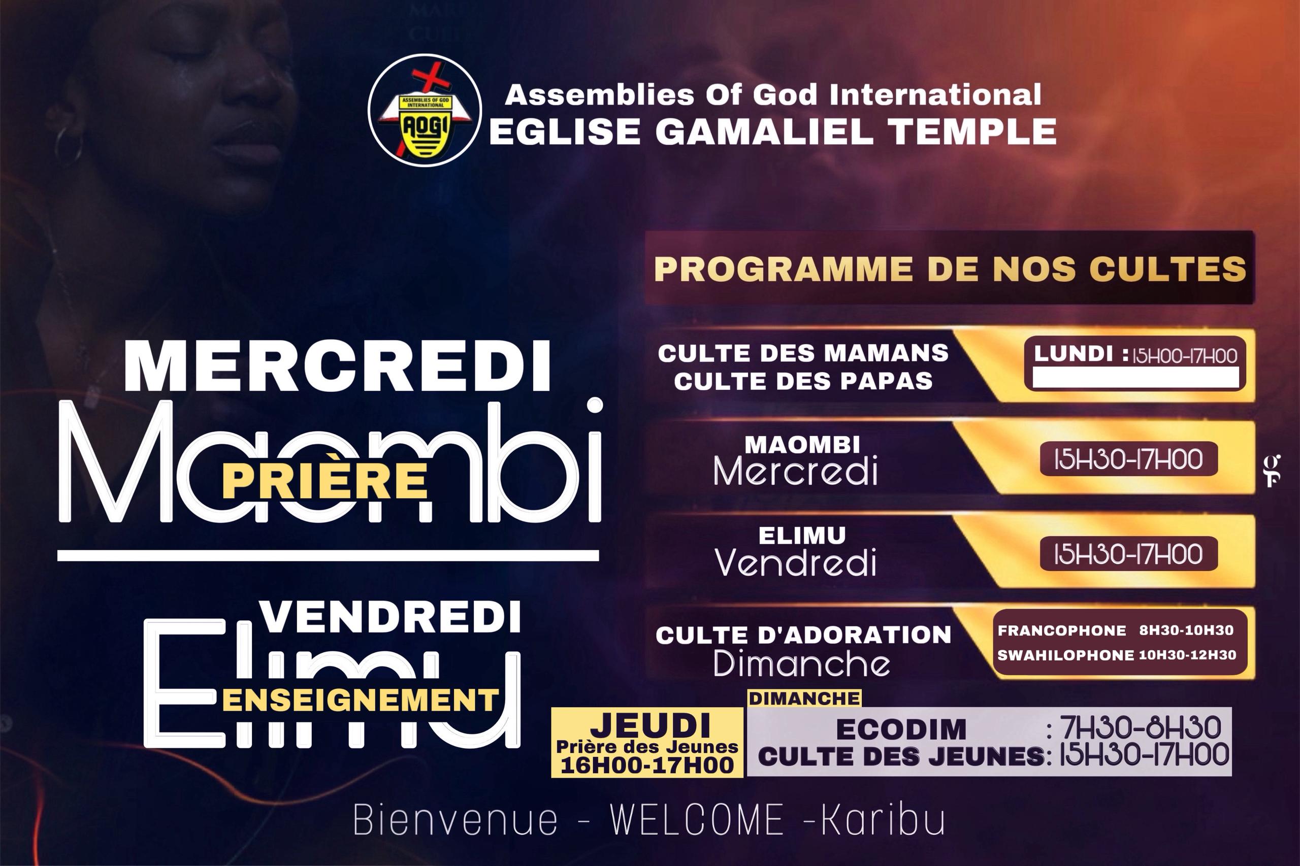 PROGRAMME DES CULTES HEBDOMADAIRES